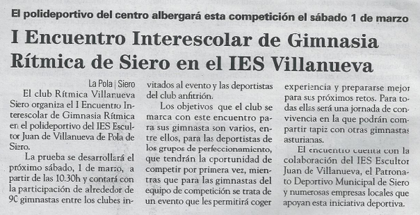 Rítmica Villanueva Siero-Noticia en prensa