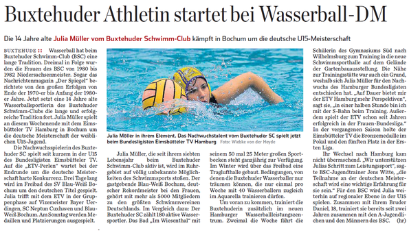 Buxtehuder Athletin startet bei Wasserball-DM