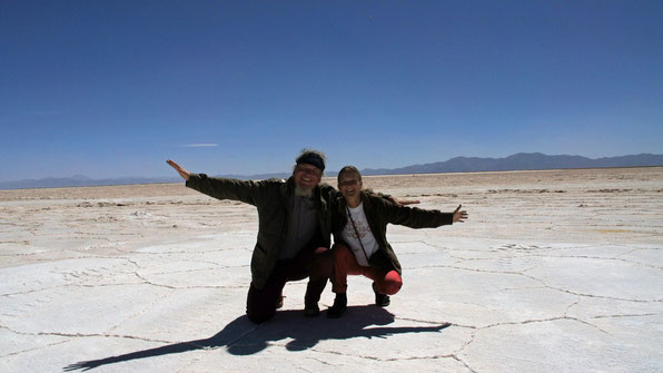 Auf dem Salzsee "Salinas Grande" in Argentinien