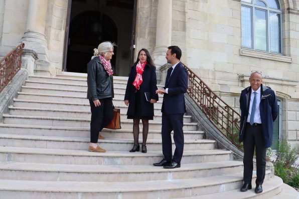 De gauche à droite : Valérie Mancret-Taylor, Fanny Anor, préfète de l'Aisne, Sébastien Eugène et Marc André, sous-préfet de Château-Thierry.
