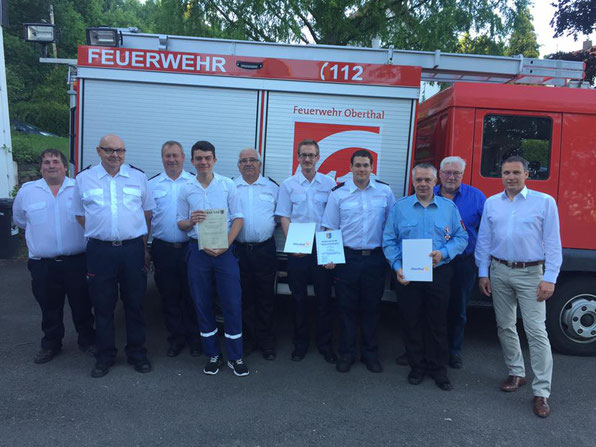 Löschbezirk Güdesweiler mit Bürgermeister Stephan Rausch und Ortsvorsteher Norbert Rauber