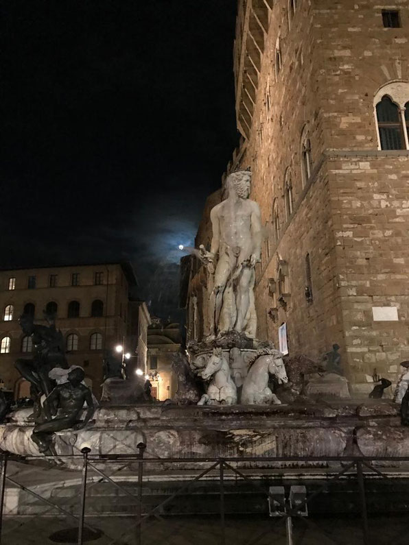Brunnen am Palazzo Vecchio. So dunkel ist es hier ungefähr um kurz nach sechs. Und es wird noch anderthalb Monate immer dunkler!!