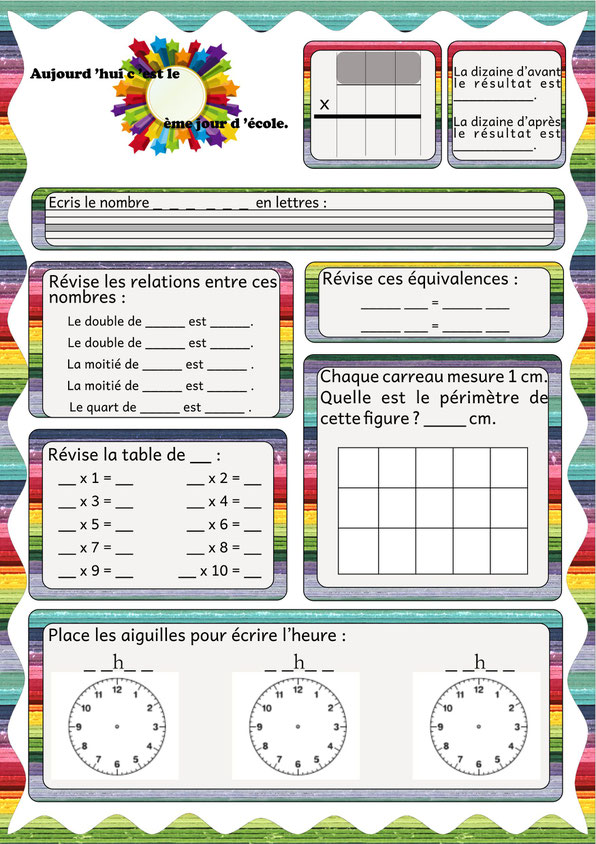 Exercice Sur Le Calendrier Ce2 Pdf Chaque jour compte : exercices CE2 - Fiches de préparations (cycle1