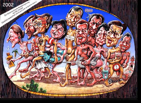 Die Österreichische Regierung am FKK-Strand 2002.