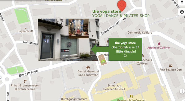 Falls Türe geschlossen, >> Beim Hauseingang "the yoga store" klingeln!