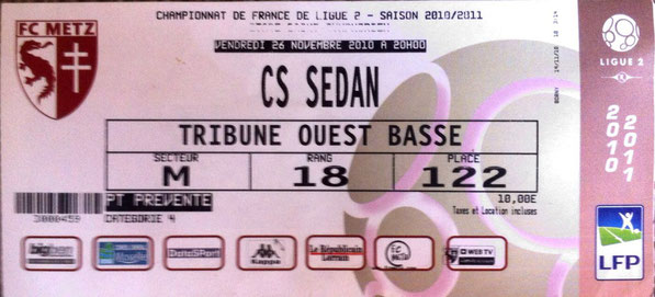 26 nov. 2010 : FC Metz - CS Sedan - 16ème Journée - Championnat de France (0/0 - 7.182 spect.)