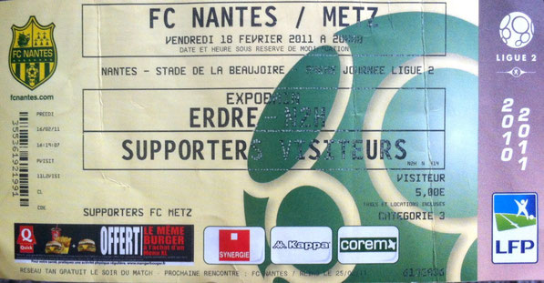 18 févr. 2011: FC Nantes - FC Metz - 24ème Journée - Championnat de France (0/0 - ? spect.)