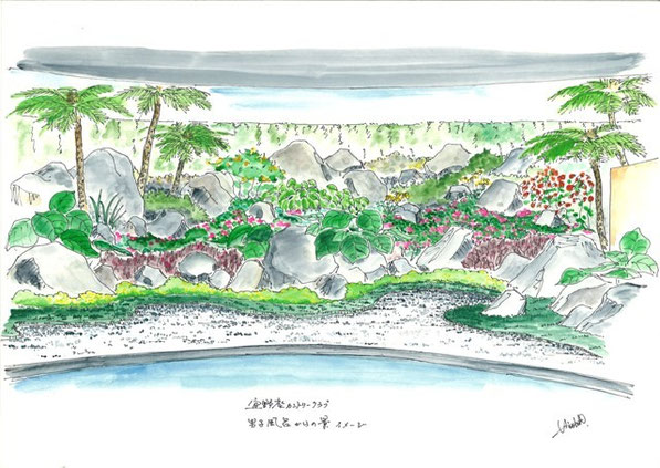 宜野座CC　風呂前庭