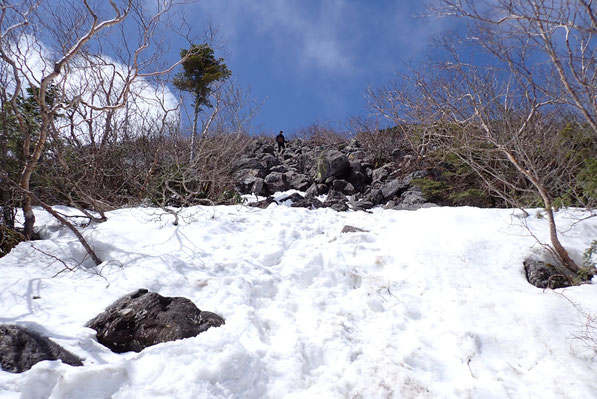 蓼科山　残雪期登山　ガイド