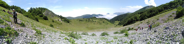 Les éboulis sous le Rocher d'Aran