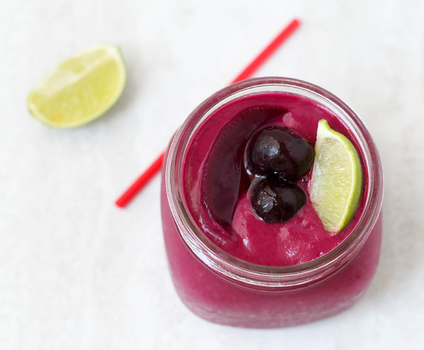 This bright and creamy cherry-lime beet smoothie is the perfect healthy start to any day!