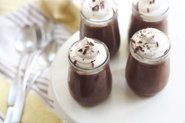 Chia seeds make the base of this creamy "no-cook" vegan chocolate pudding.  It takes just a few minutes to prepare and is a good source of omega 3 fat, fiber, and protein.  It's the perfect healthy summer dessert!