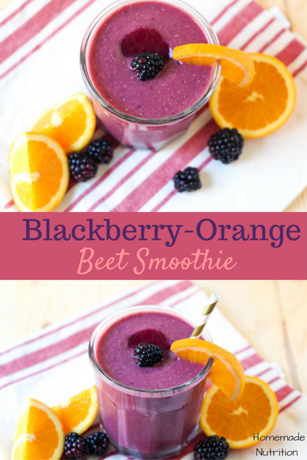 This creamy blackberry-orange beet smoothie recipe is a great way to get a healthy serving of veggies into breakfast!