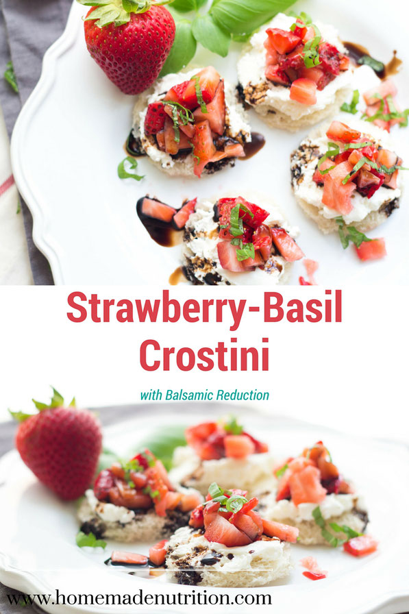 This easy strawberry basil crostini with balsamic reduction is the perfect light spring and summer snack or quick healthy appetizer!