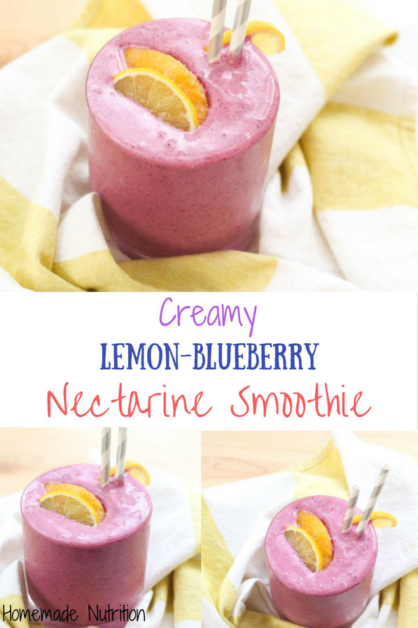 This beautiful smoothie recipe with blueberries, nectarines, and fresh lemon juice also has a secret veggie ingredient that no one will know is there...beets!