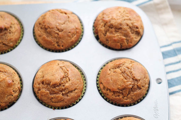 These easy, lighter banana muffins get a special boost of flavor from coffee!  It's a simple breakfast recipe that can be made in advance and kept in the freezer for busy mornings! 