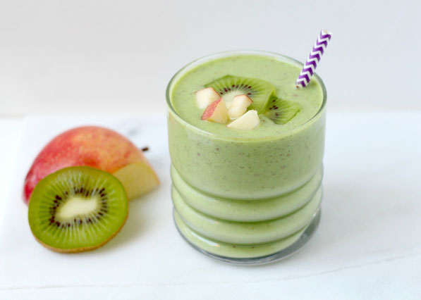 This kiwi apple green smoothie is  beautiful and light - perfect for getting back to clean eating!