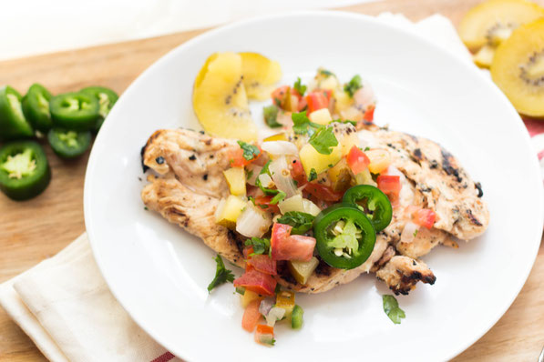  This kiwi-jalapeno marinated grilled chicken recipe with kiwi pico de gallo is the perfect blend of sweet and heat.  It’s a unique, fun, and healthy dinner that's just right for summer! #AD