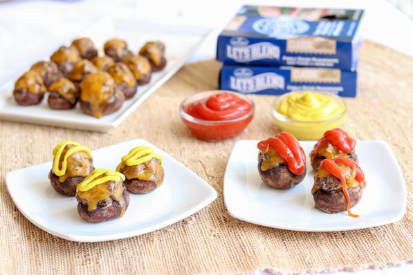 Stuffed Mushroom Cheeseburger Bites Recipe.  Perfect tailgaiting food! 