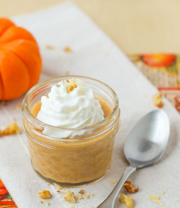 This easy make-ahead 5 ingredient, 10 minute homemade pumpkin pudding is the perfect lighter dessert option placed in single-serve portions that everyone will love! It's also a great gluten free dessert!