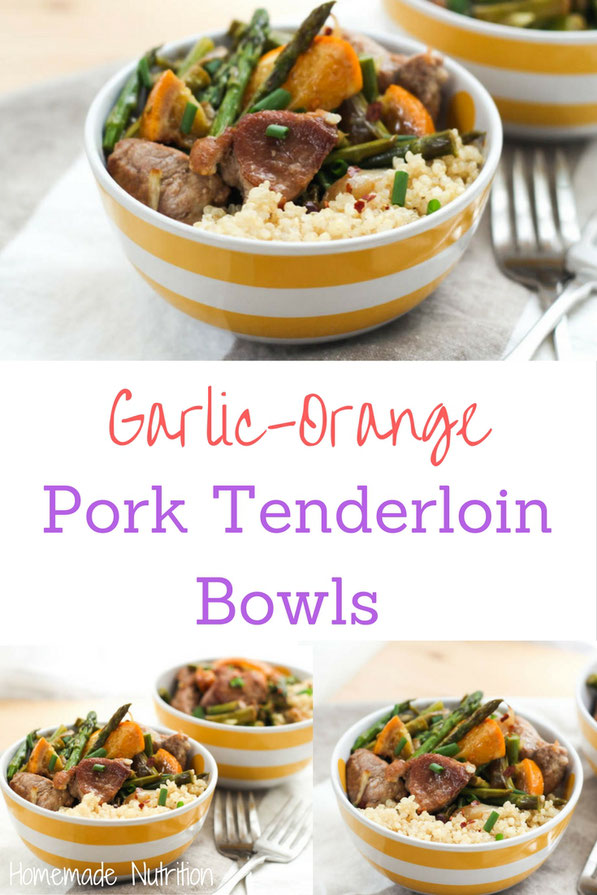  Pork tenderloin, garlic, asparagus, and orange are the perfect combination for the base of this easy dinner-in-a-bowl!   If you're looking for a fun healthy recipe to change up your dinner routine, this meal is a must-try! #AD