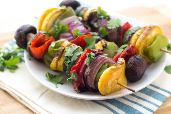 Grilled vegetable skewers are the perfect way to include more summer produce into your weekly meals.  They're a healthy make-ahead veggie recipe you can enjoy many different ways!