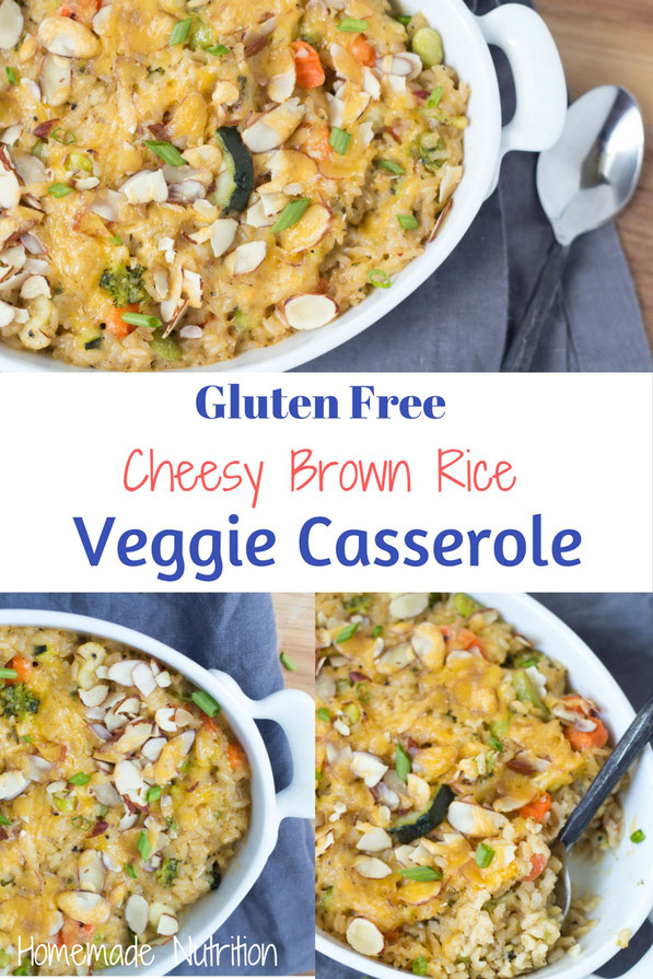 This easy brown rice and veggie casserole is made entirely from freezer and pantry staples!  It's a quick and healthy vegetarian recipe for a busy weeknight! 
