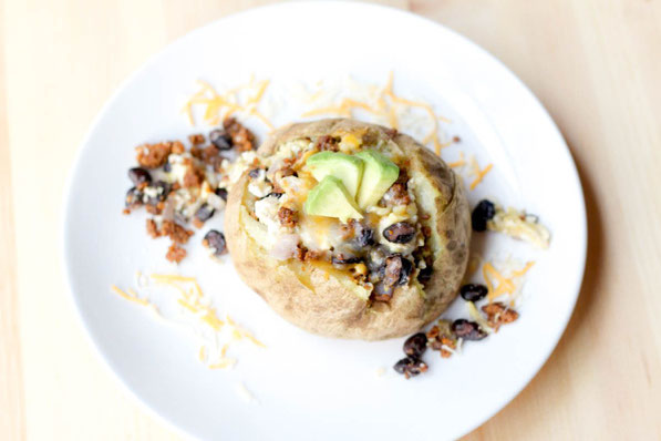 Healthy vegetarian baked breakfast potatoes recipe!  Perfect light, protein-packed breakfast! 