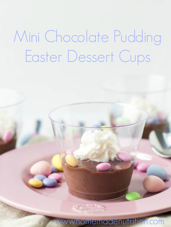 These sweet homemade chocolate pudding dessert cups are the perfect light, fun dessert for spring! It's also a great make-ahead gluten free dessert for Easter parties!