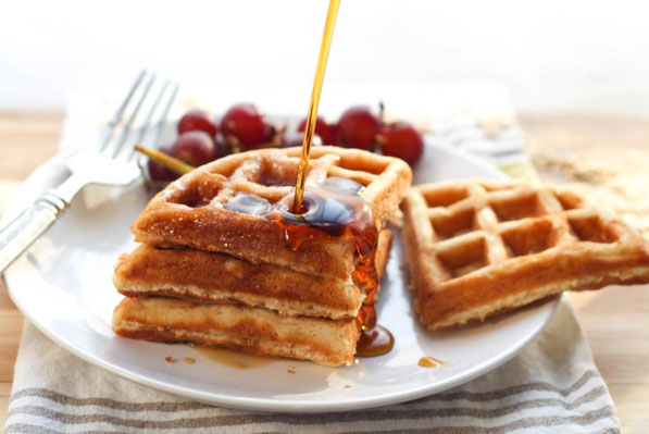 These tasty homemade waffles with the nutty goodness of whole grain oats are the perfect way to start the day!  They're also a great freezer-friendly breakfast, so you can have a hearty, homemade waffle on-hand any day of the week!  