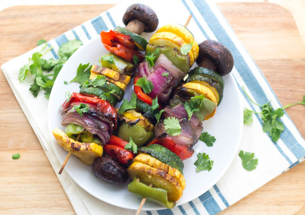 Grilled vegetable skewers are the perfect way to include more summer produce into your weekly meals.  They're a healthy make-ahead veggie recipe you can enjoy many different ways!