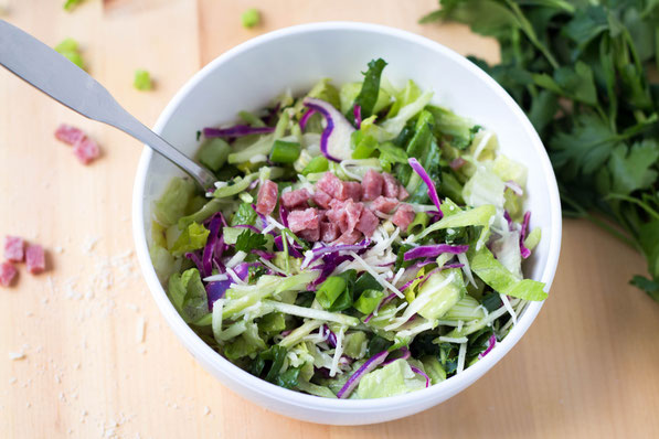 This easy Italian chopped salad recipe is a fun way to eat more veggies! It's a great entree salad for lunch or dinner.