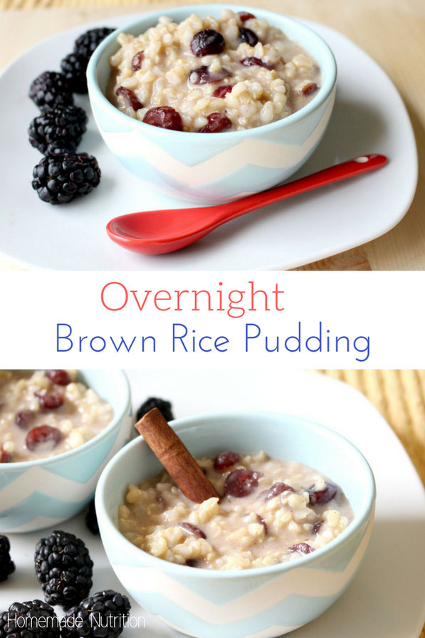 This five-ingredient overnight brown rice pudding is vegan, gluten free, and a healthy breakfast that tastes like dessert! #recipe #breakfast #brownrice #homemadenutrition