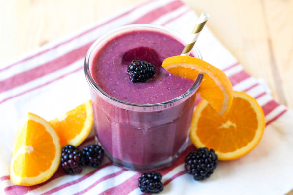 This creamy blackberry-orange beet smoothie recipe is a great way to get a healthy serving of veggies into breakfast!