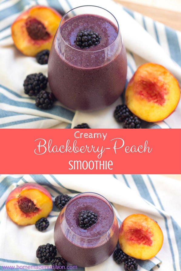 Blackberries and peaches are the perfect base for this creamy smoothie!  It's a healthy summer breakfast recipe that's refreshing and light! 