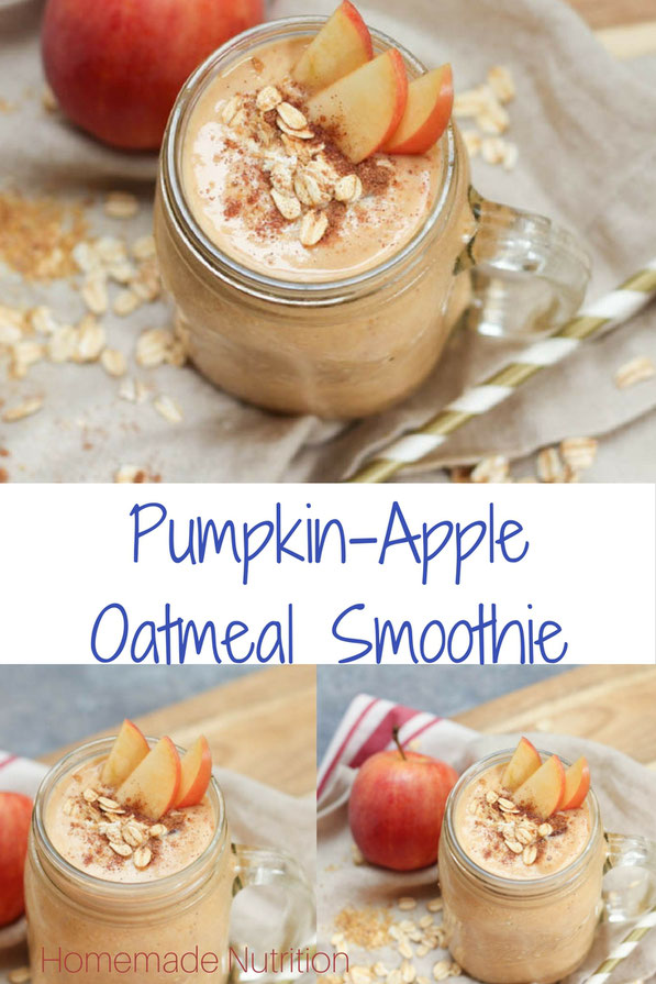 This high fiber pumpkin spice smoothie with oats, flax, and Greek yogurt is a filling breakfast that can also help boost your digestive health this holiday season! 