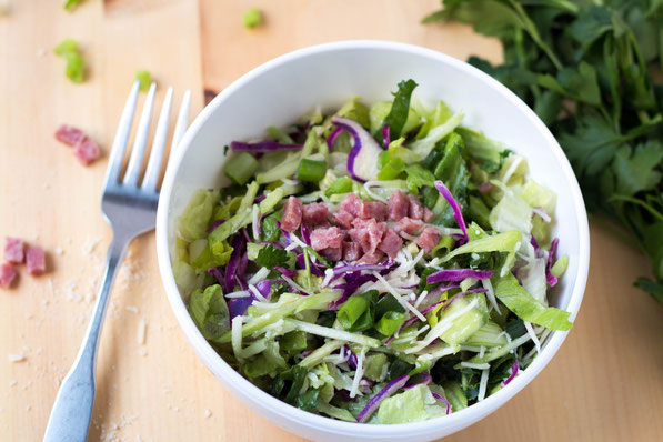 This easy Italian chopped salad recipe is a fun way to eat more veggies!   It's a great entree salad for lunch or dinner. 