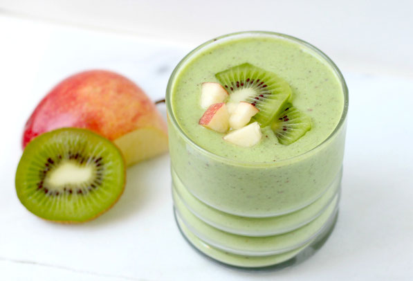 This kiwi apple green smoothie is beautiful and light - perfect for "clean" eating!