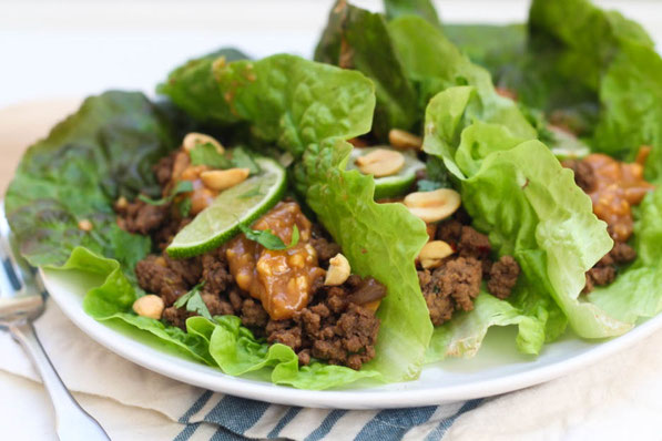 These easy Asian-inspired beef lettuce wraps are a high protein, gluten-free healthy lunch or dinner recipe that's packed with flavor and freshness, which is perfect for keeping things lighter for Spring! 