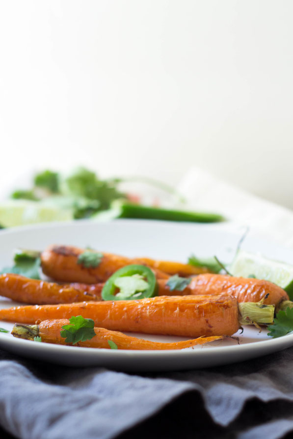 Jalapeno-lime honey glazed carrots are the perfect spring veggie side dish! 