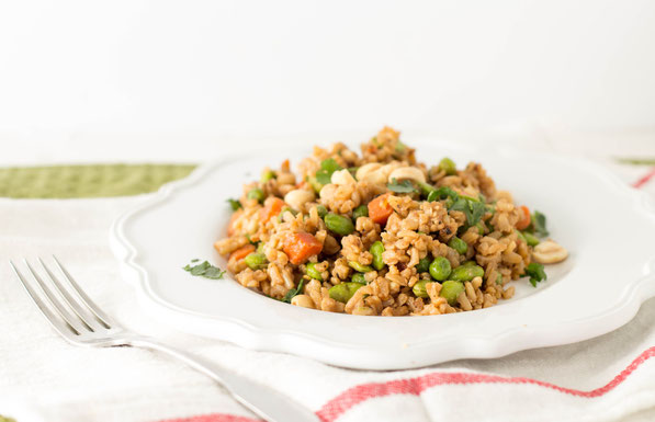 Easy, whole grain fried rice is the perfect hearth-healthy vegetarian lunch or dinner!