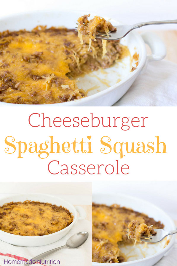 This cheeseburger spaghetti squash casserole is a healthier twist on a homemade hamburger helper recipe.  