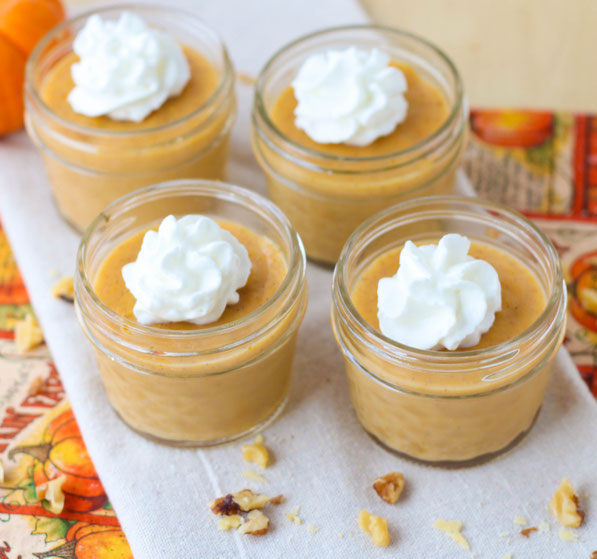 This easy make-ahead 5 ingredient, 10 minute homemade pumpkin pudding is the perfect lighter dessert option placed in single-serve portions that everyone will love! It's also a great gluten free dessert!