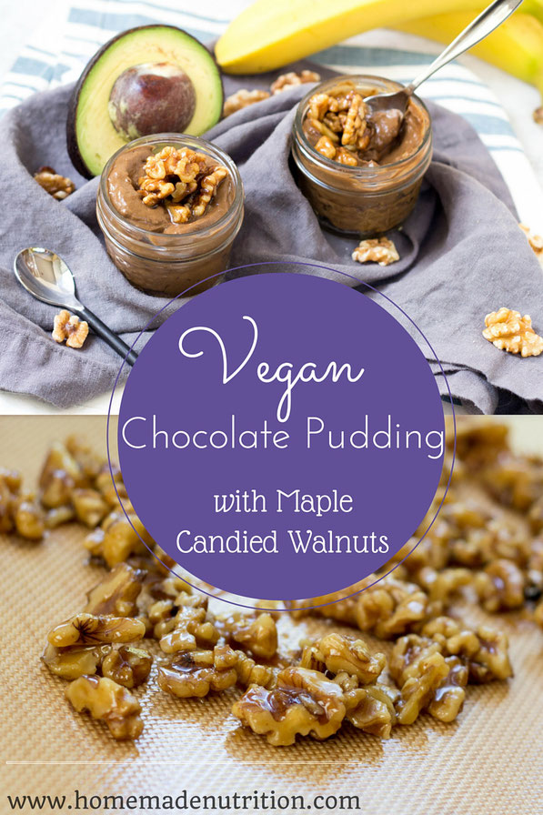 This vegan chocolate pudding with candied walnuts is the perfect healthy summer dessert!  It only takes a few minutes to make and is packed with flavor!  #AD