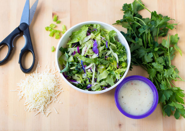 This easy Italian chopped salad recipe is a fun way to eat more veggies! It's a great entree salad for lunch or dinner.