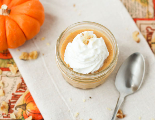 This easy make-ahead 5 ingredient, 10 minute homemade pumpkin pudding is the perfect lighter dessert option placed in single-serve portions that everyone will love! It's also a great gluten free dessert!