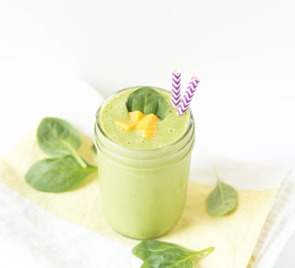 This three-ingredient green mango smoothie with kefir is a quick, healthy breakfast perfect for a busy weekday!