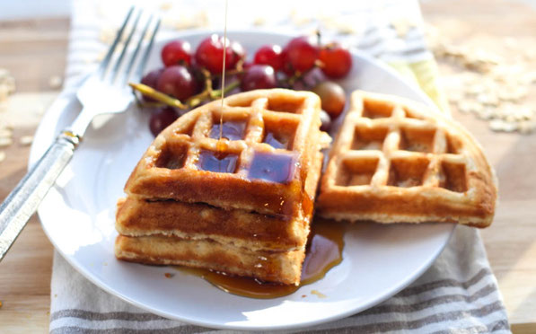 These tasty homemade waffles with the nutty goodness of whole grain oats are the perfect way to start the day!  They're also a great freezer-friendly breakfast, so you can have a hearty, homemade waffle on-hand any day of the week!  