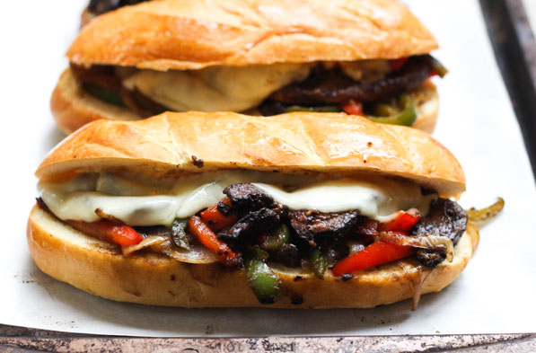 Hearty portabella mushrooms are the star of this vegetarian Philly cheesesteak sandwich recipe!  It's an easy vegetarian lunch or dinner the whole family will enjoy!