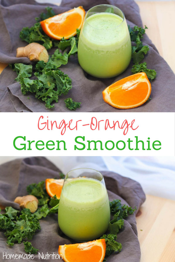 Kale, fresh ginger, and orange are a refreshing combination that makes this green smoothie completely satisfying and delicious!  Perfect healthy gluten free breakfast option! 